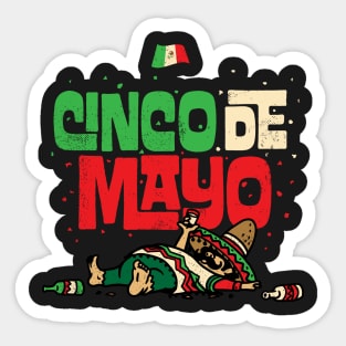 Cinco De Mayo May 5 Drunk Mexican Flag T-Shirt Sticker